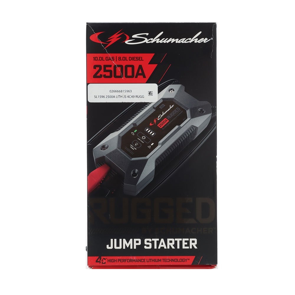 Schumacher SL1596 Rugged Lithium Jump Starter/USB Power Pack 2500A