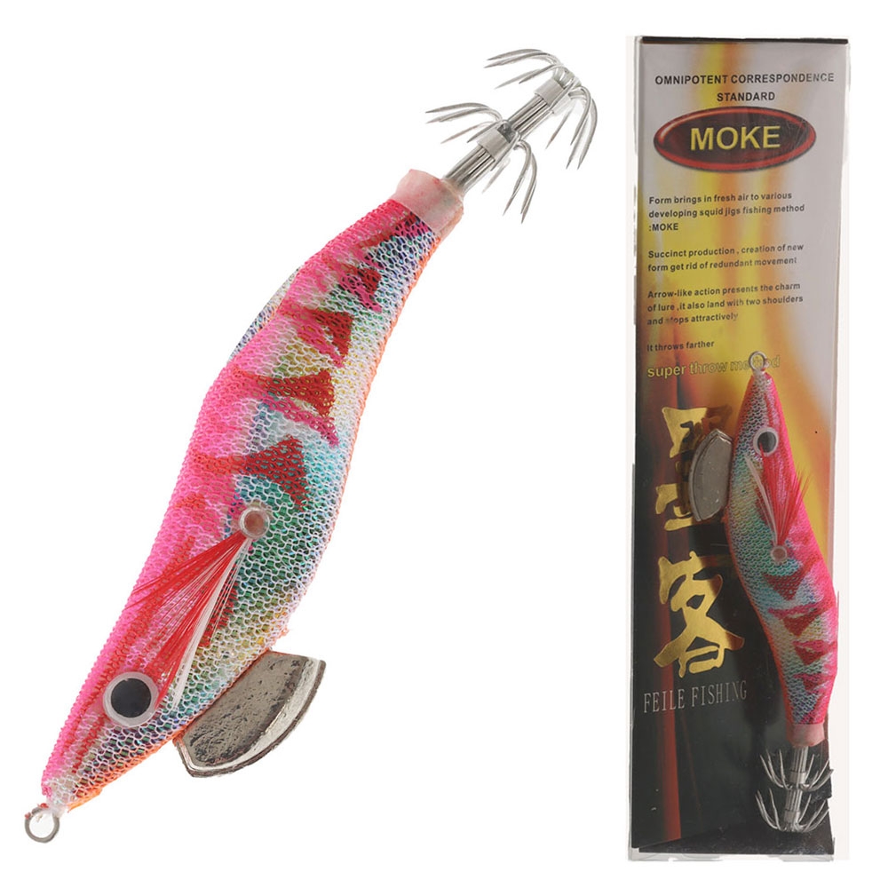 Feile Super Glow Squid Jig Size 2.5 10g Pink Tiger