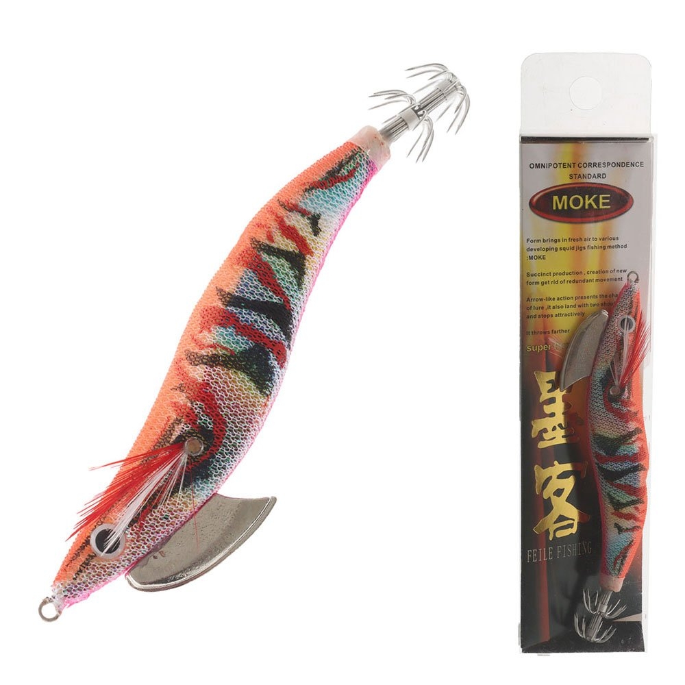 Feile Super Glow Squid Jig Size 3.0 15g Orange Tiger