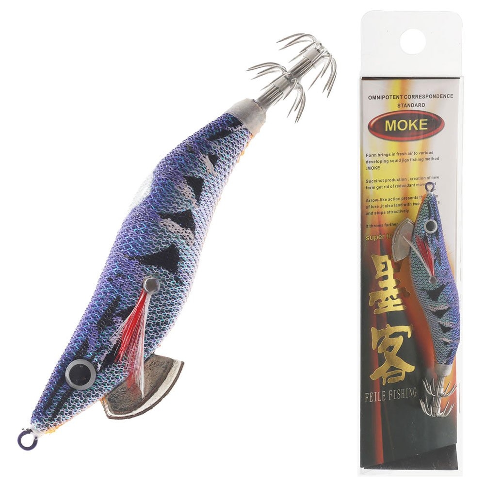 Feile Super Glow Squid Jig Size 3.0 15g Purple Tiger