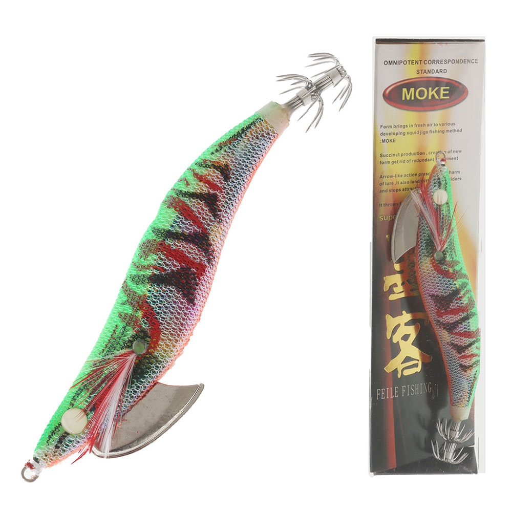 Feile Super Glow Squid Jig Size 3.0 15g Green Tiger