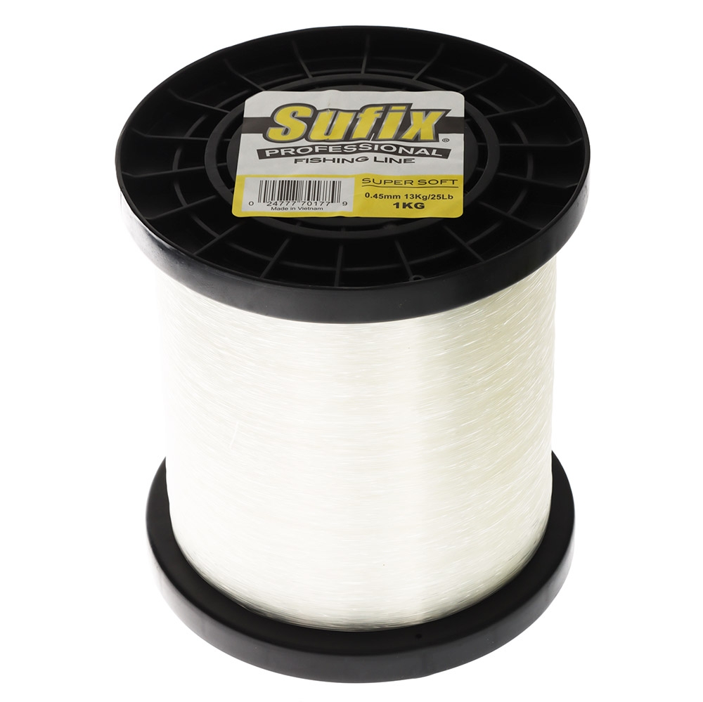 Sufix Professional Super Soft Monofilament Line Clear Bulk Spool 25lb/13kg 5500m
