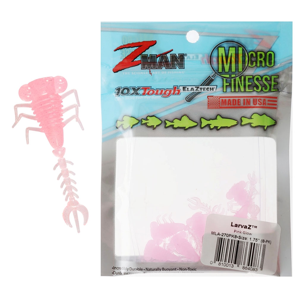 Z-Man Micro Finesse LarvaZ Soft Bait 4.5cm Qty 8 Pink Glow
