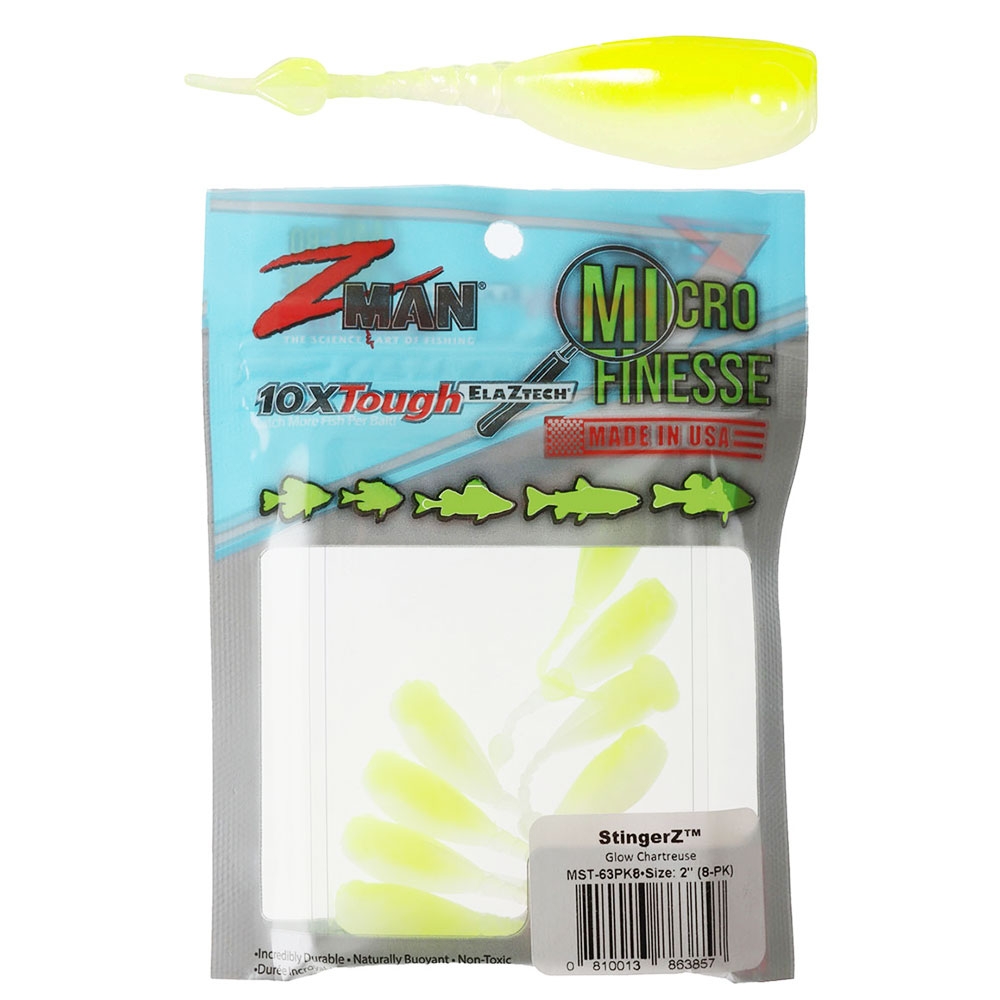 Z-Man Micro Finesse StingerZ Soft Bait 5cm Qty 8 Glow Chartreuse