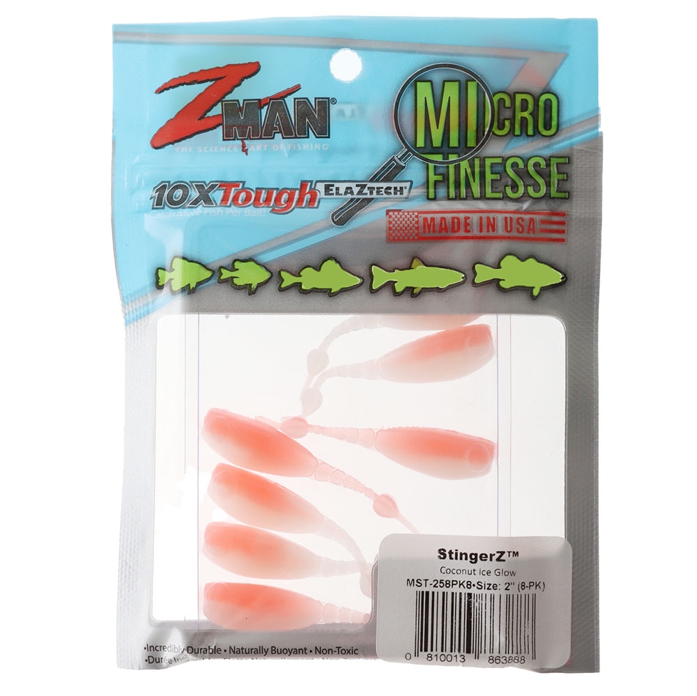 Z-Man Micro Finesse StingerZ Soft Bait 5cm Qty 8 Coconut Ice Glow