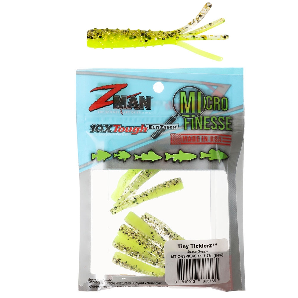 Z-Man Micro Finesse Tiny TicklerZ Soft Bait 4.5cm Qty 8 Space Guppy
