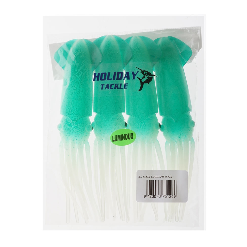 Holiday Lumo Squid Lure Green Qty 4