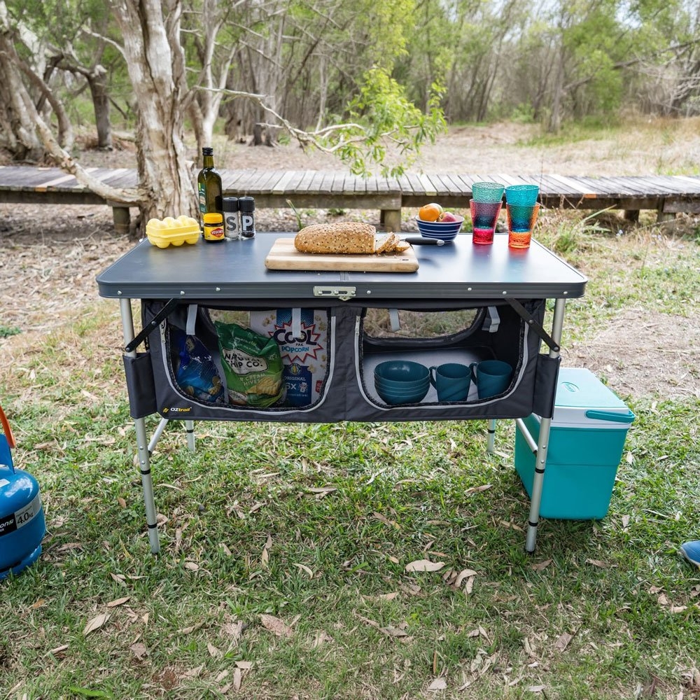 OZtrail Classic Foldable Camping Outdoor Table with Storage Black