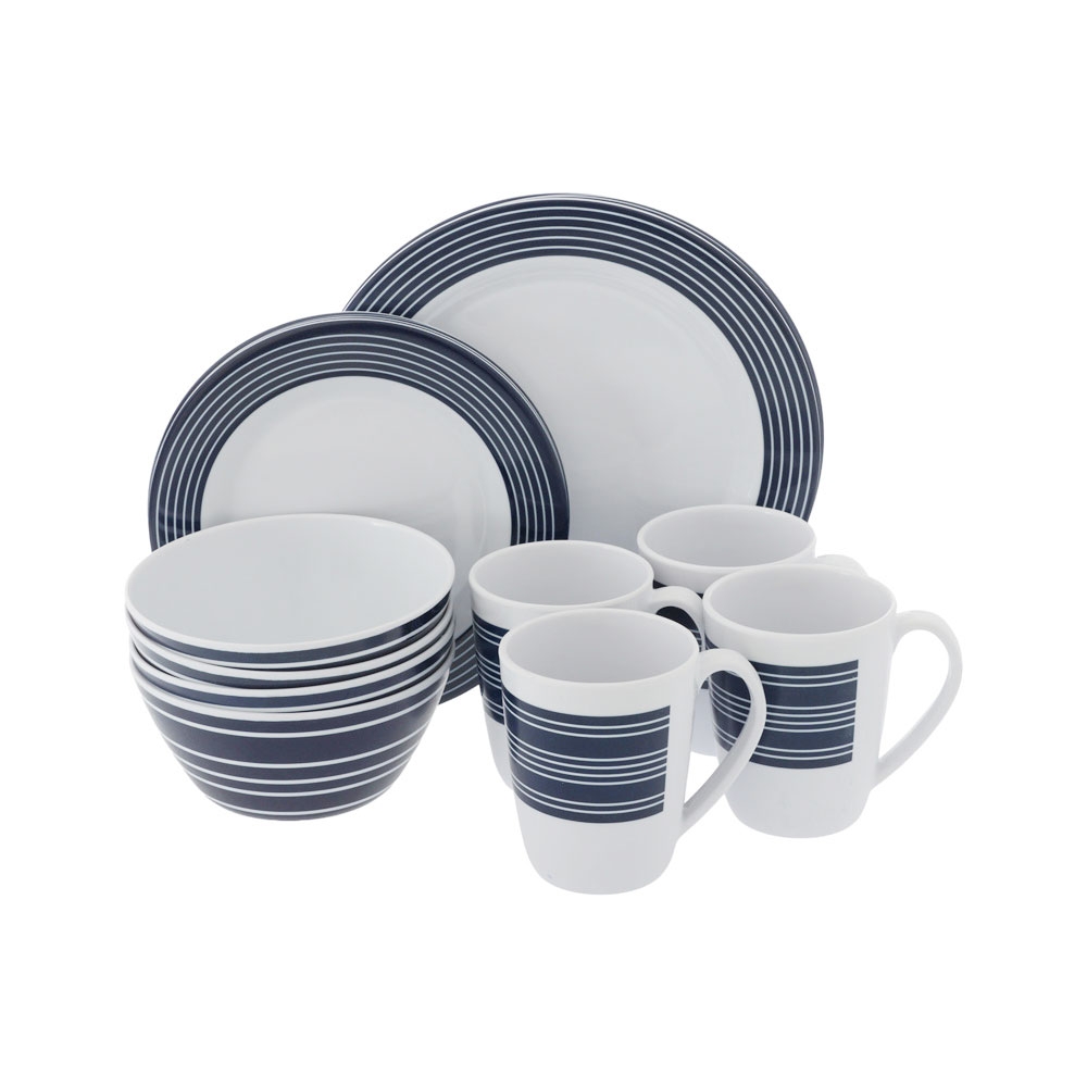Campfire Shatter-Resistant Melamine 16-Piece Dinner Set Nautical