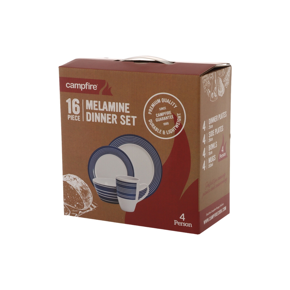 Campfire Shatter-Resistant Melamine 16-Piece Dinner Set Nautical