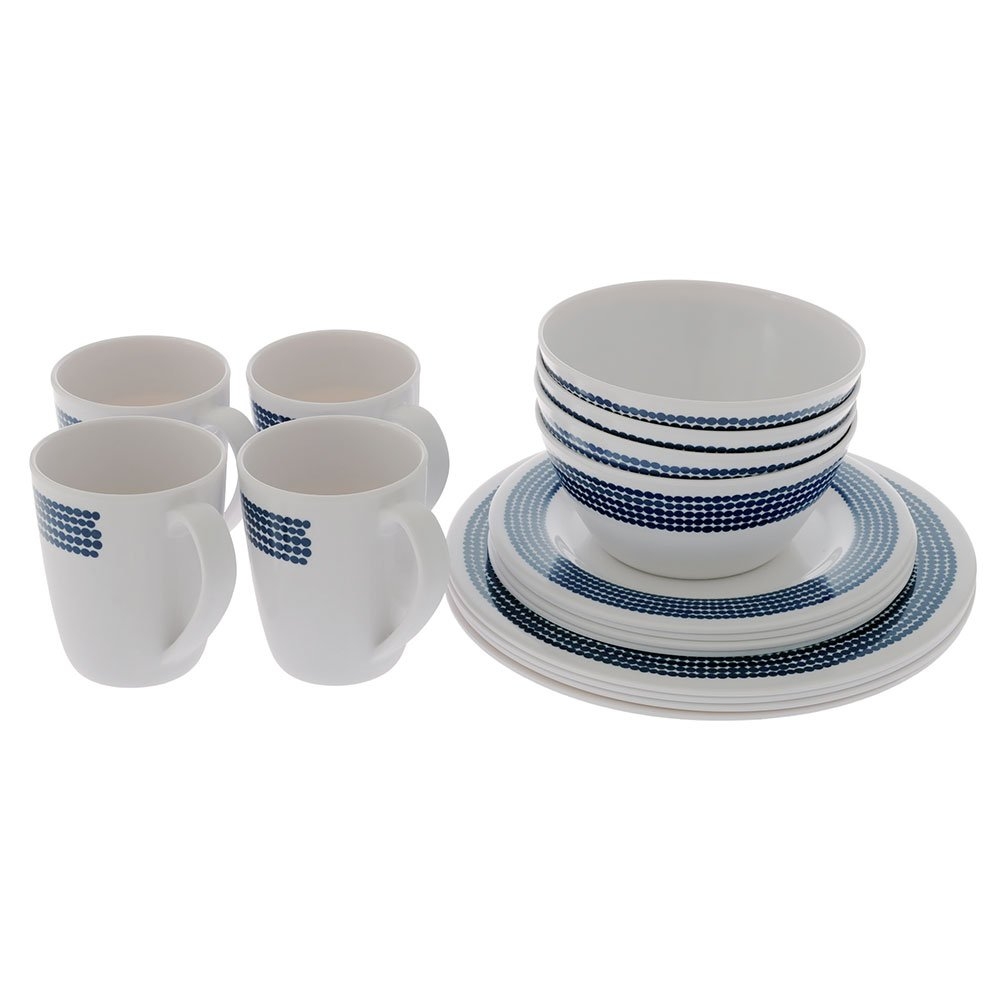 Campfire Shatter-Resistant Melamine 16-Piece Dinner Set Blue Moon