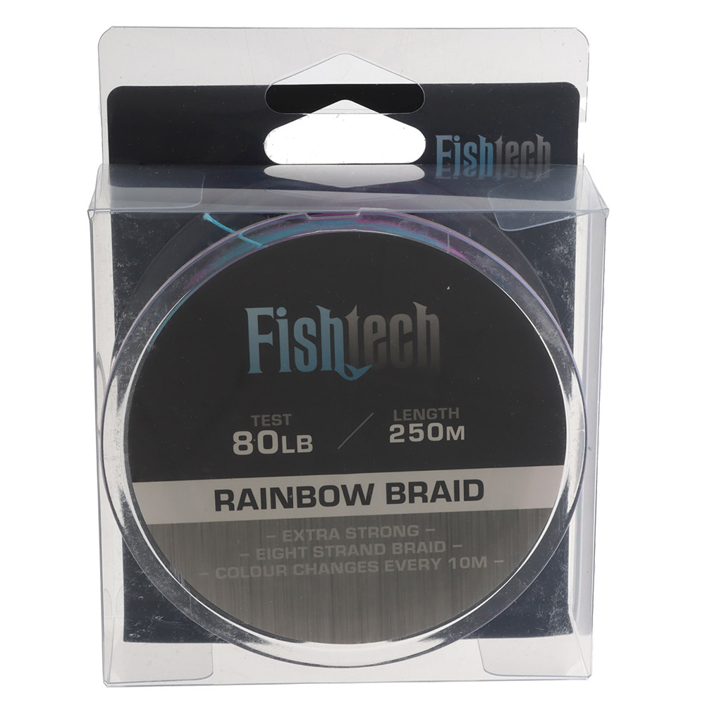 Fishtech Rainbow 8-Strand Multi-colour Braid 80lb 0.55mm 250m
