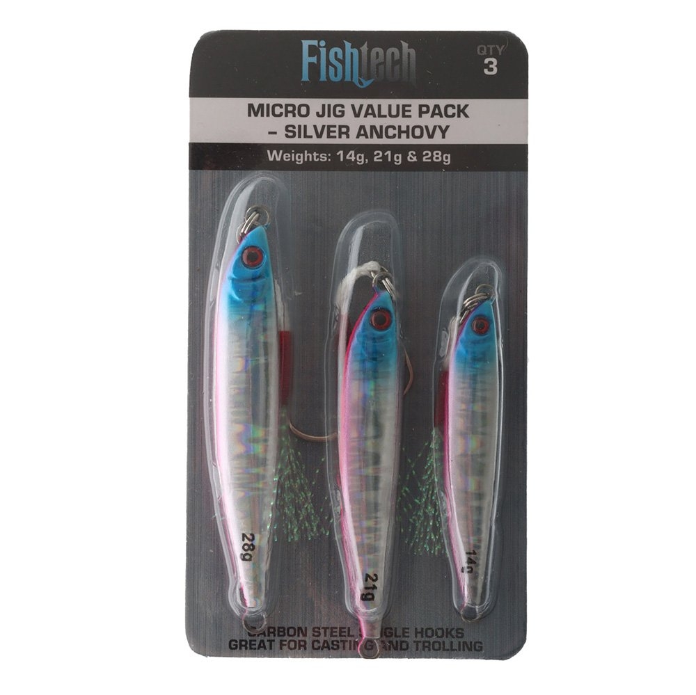 Fishtech Micro Jig Value Pack Silver Anchovy 14g 21g 28g