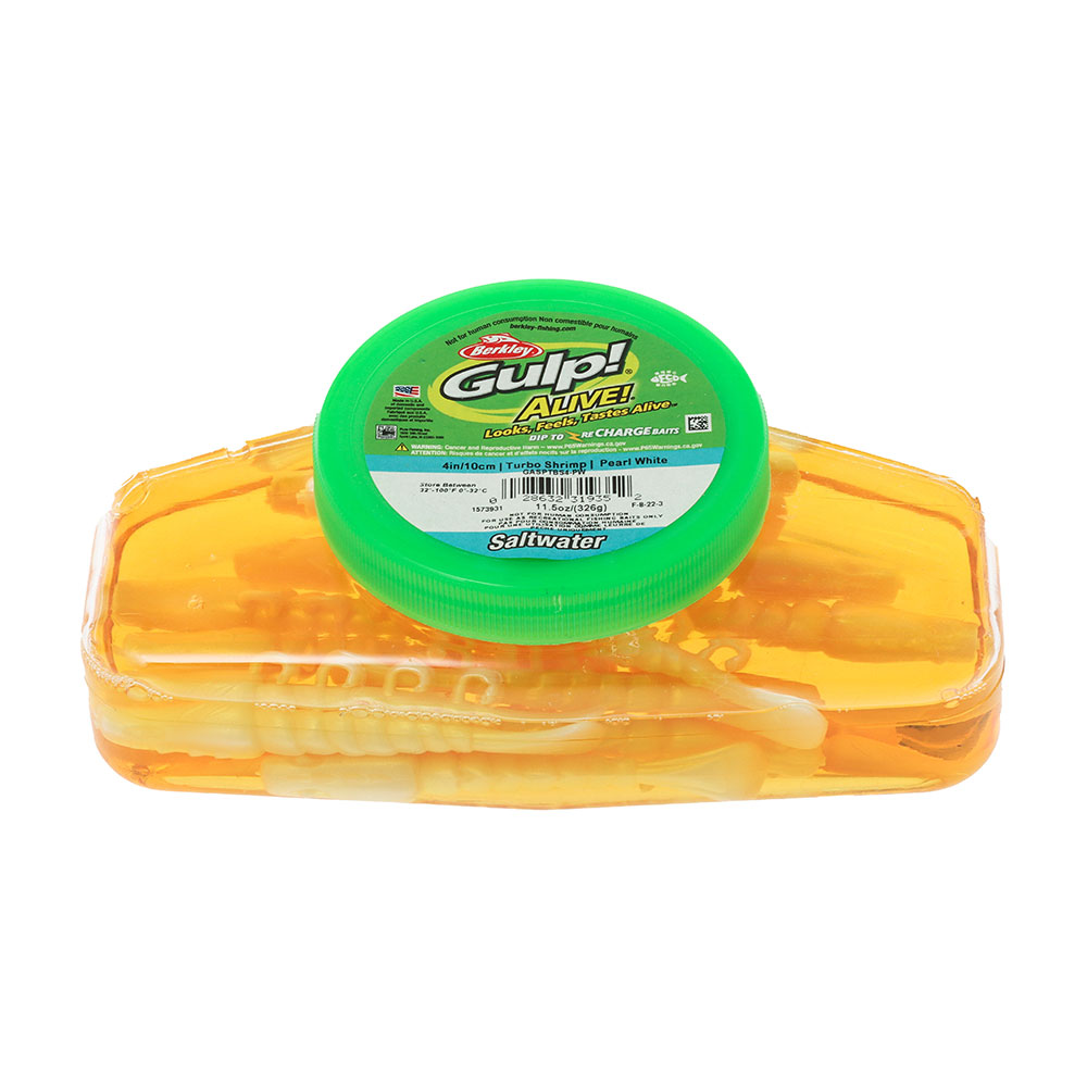 Berkley Gulp Alive Turbo Shrimp Soft Bait Tub 10cm Pearl White