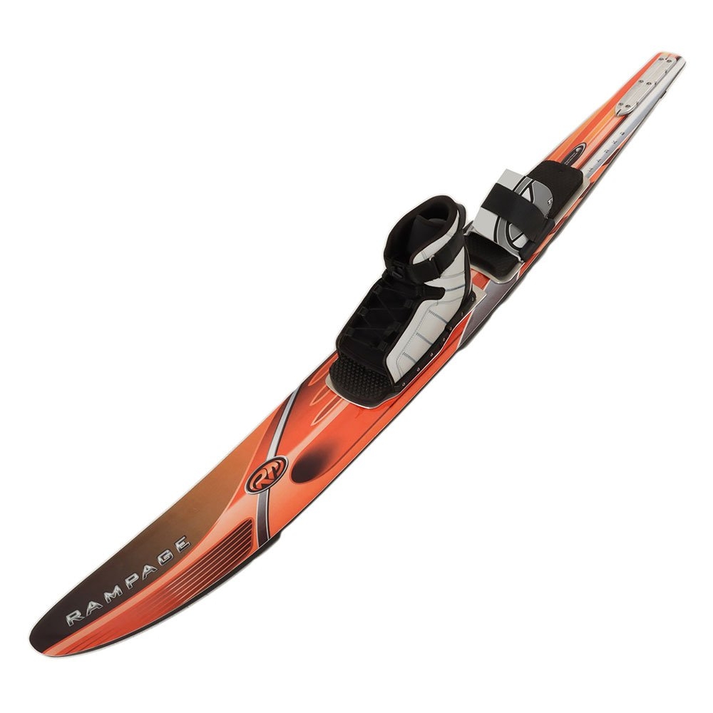 Ron Marks Rampage Hi-Wrap Slalom Water Ski incl Bindings and Cover Carry Case 172cm Orange