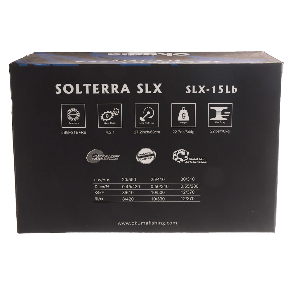 Okuma Solterra SLX 15L Blue Level Wind Boat Reel