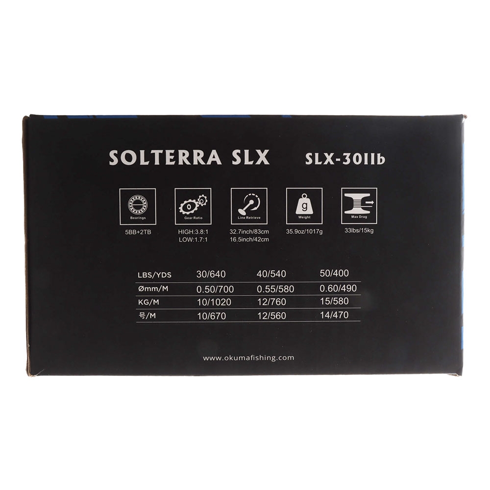 Okuma Solterra SLX 30 Blue 2-Speed T Handle Lever Drag Boat Reel