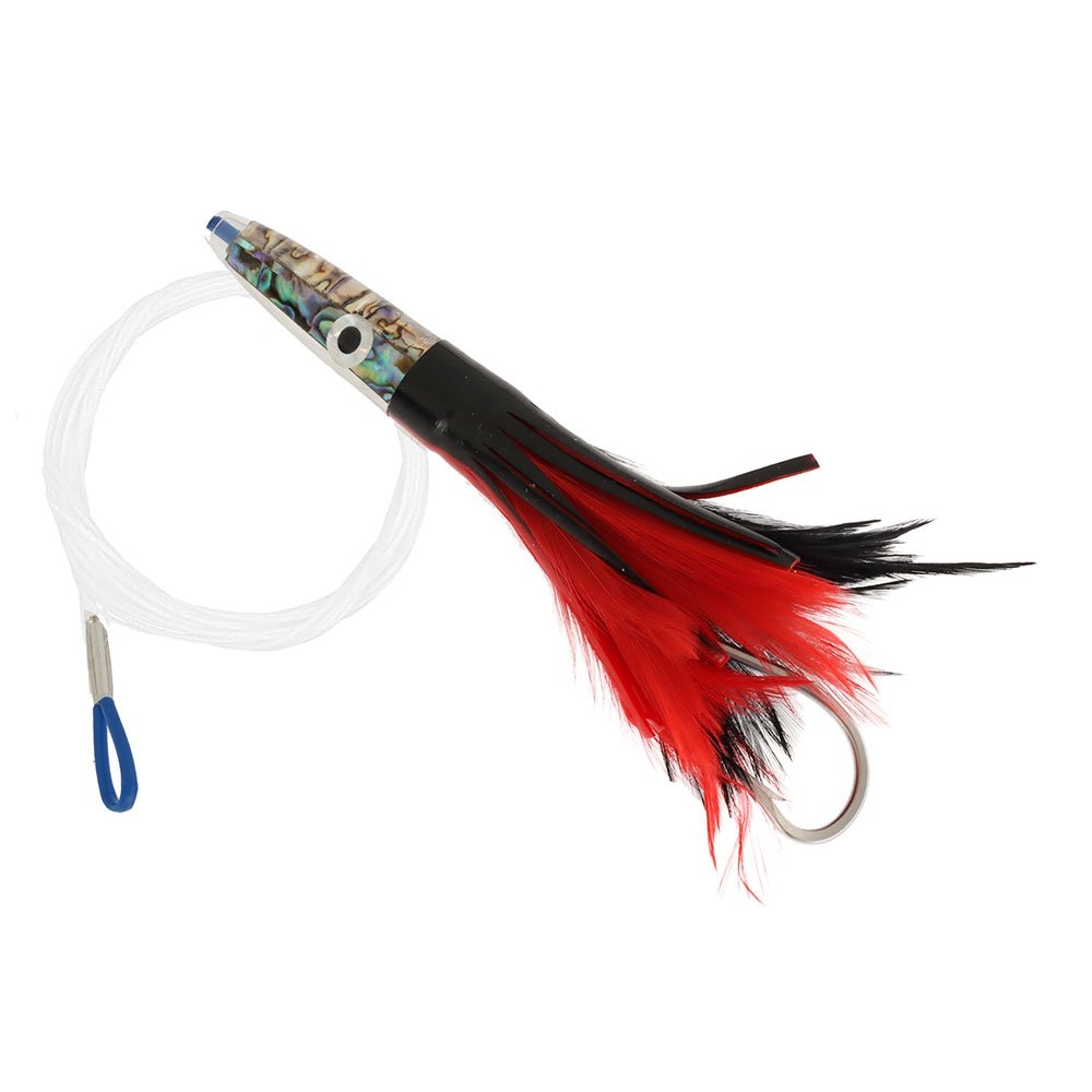 H2O Pro Mean Machine Abalone Feather Albacore Tuna Lure 17cm - Rigged Black/Red