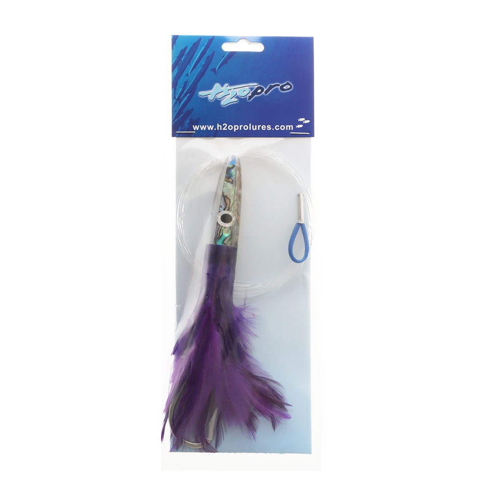 H2O Pro Mean Machine Abalone Feather Albacore Tuna Lure 17cm - Rigged Purple