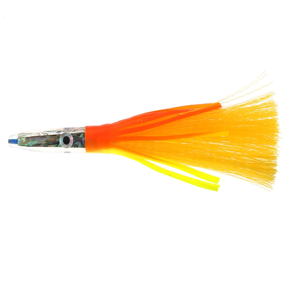 H2O Pro Mean Machine Abalone Grass Skirt Albacore Tuna Lure 200mm Orange/Yellow