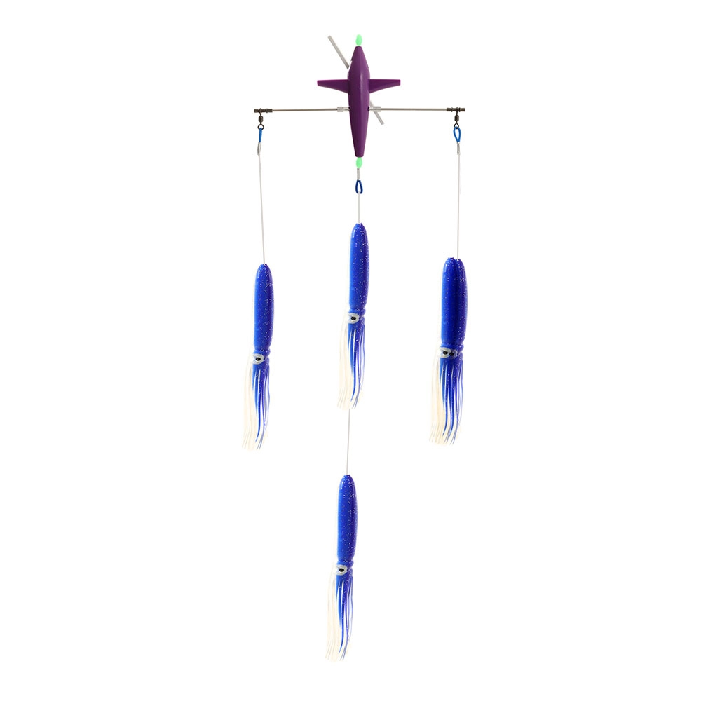 H2O Pro Dual Direction Bulb Squid Titanium Spreader Bar 12in Blue/White