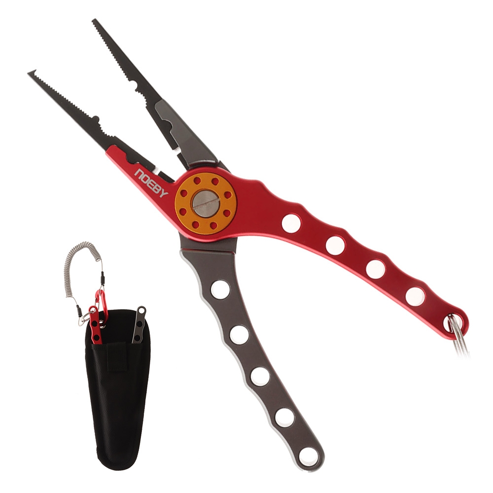 NOEBY Aluminium Long Nose Split Ring Fishing Pliers Red