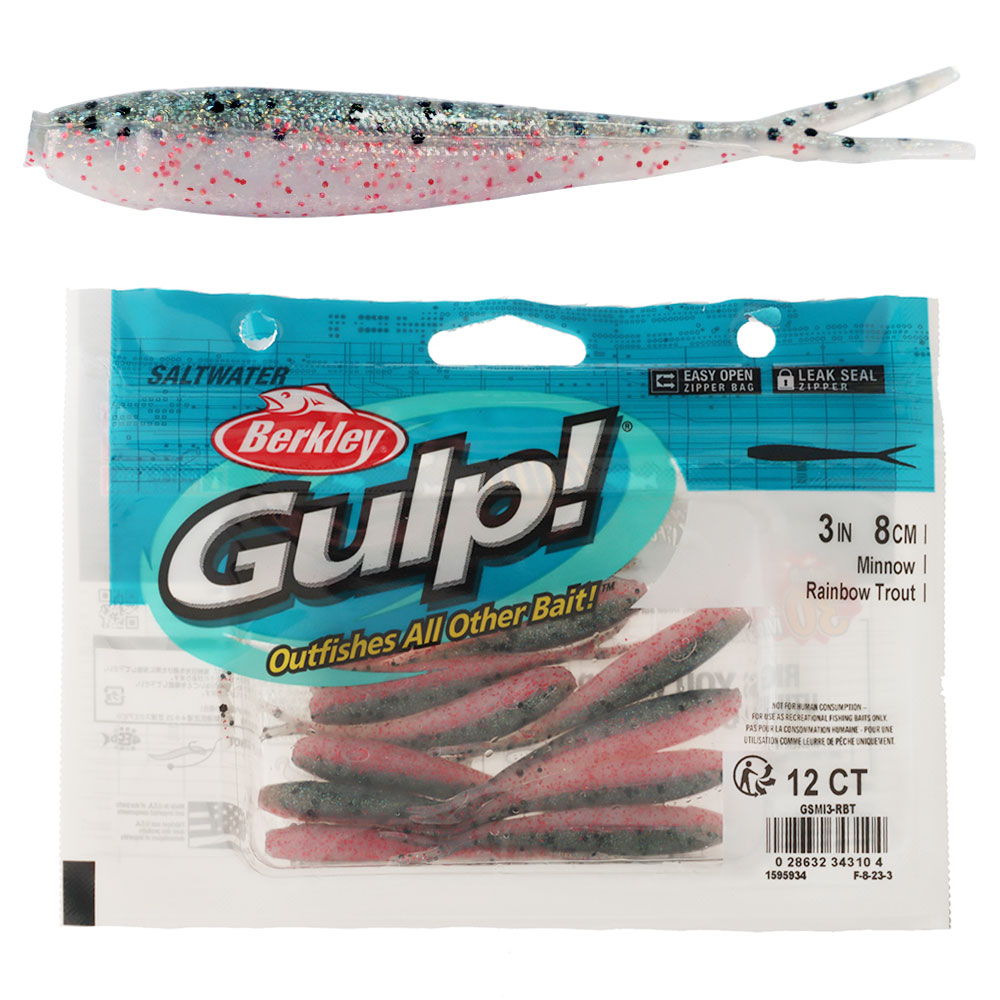 Berkley Gulp Minnow Micro Soft Bait 8cm Rainbow Trout Qty 12
