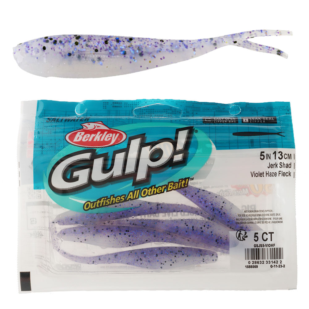Berkley Gulp Jerk Shad Soft Bait 13cm Violet Haze Fleck