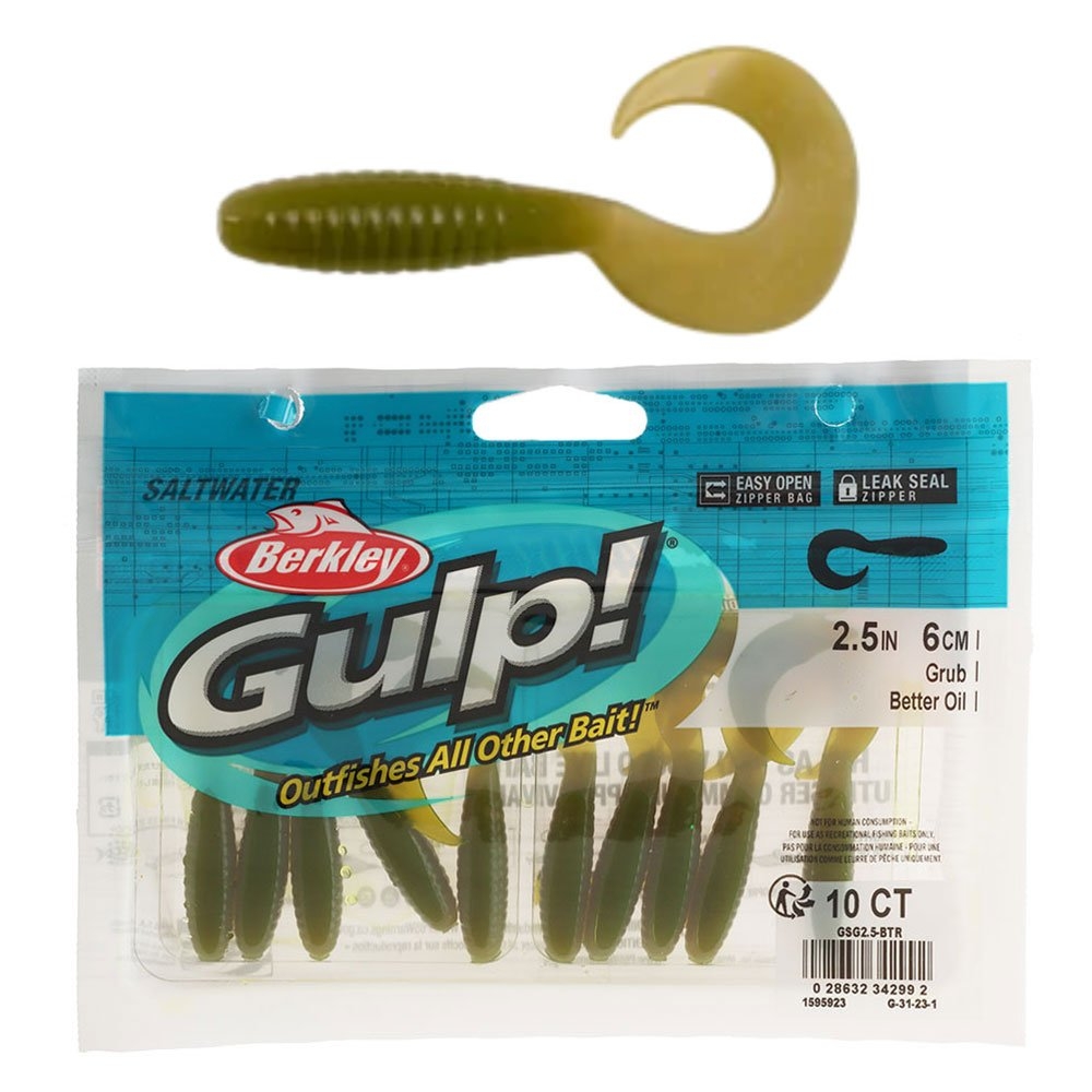Berkley Gulp Grub Saltwater Soft Bait 2.5in / 6cm Better Oil