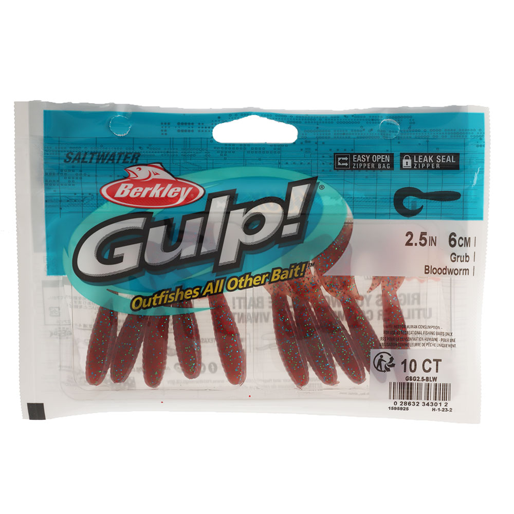 Berkley Gulp Grub Saltwater Soft Bait 2.5in / 6cm Bloodworm