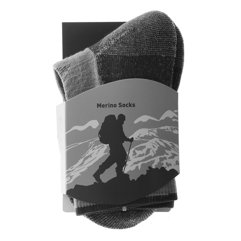 Black Shag Hybrid Merino Crew Socks Grey US7-10