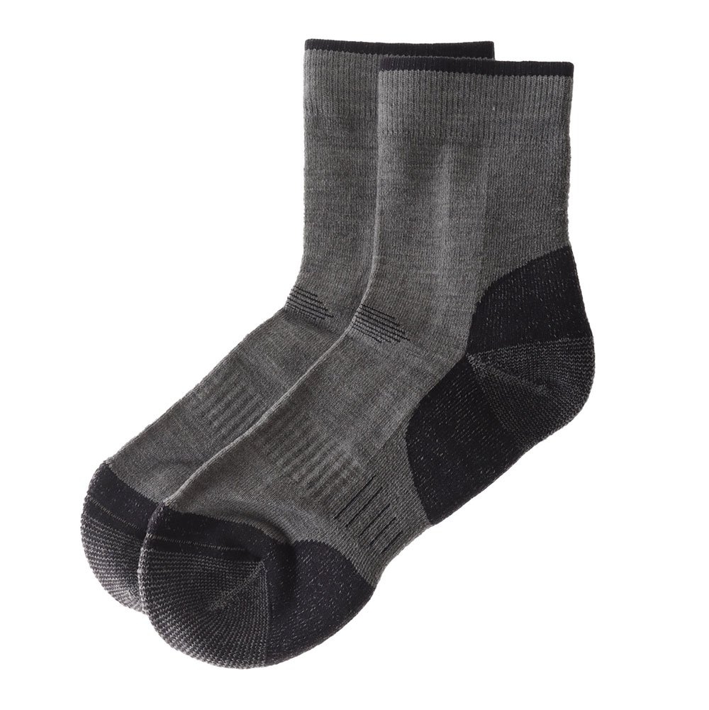 Black Shag Hybrid Merino Crew Socks Grey US7-10