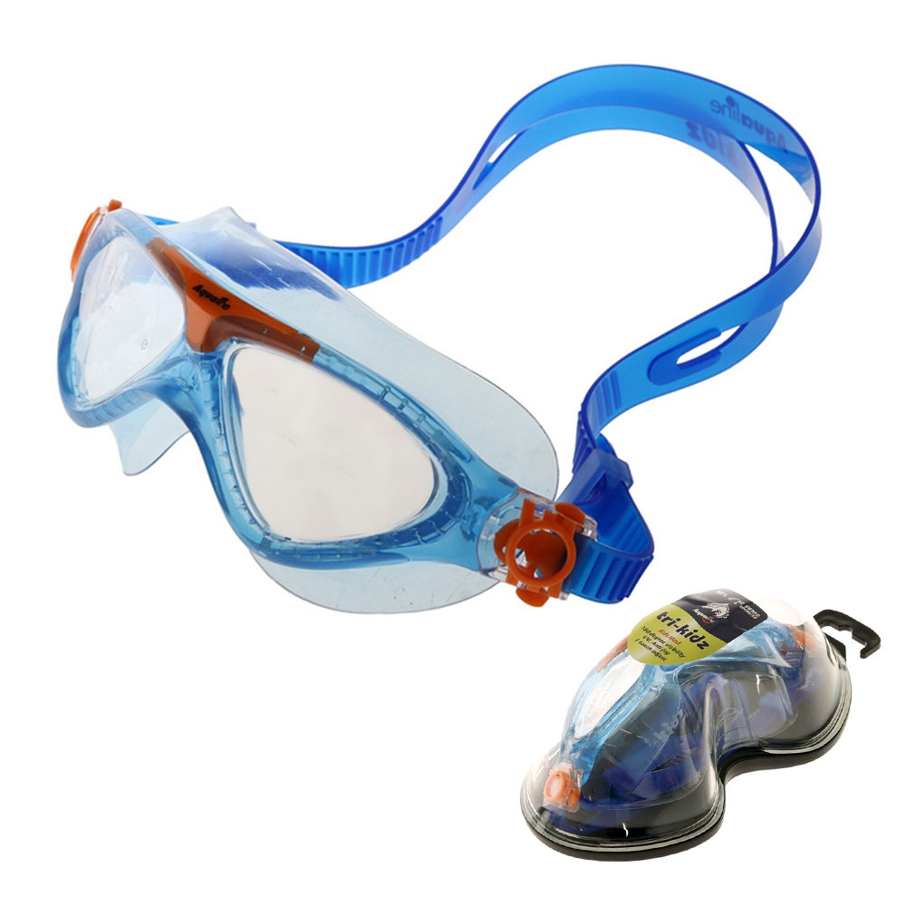 Aqualine Tri-Kidz Silicone Triathlon Kids Swimming Goggles Blue/Orange