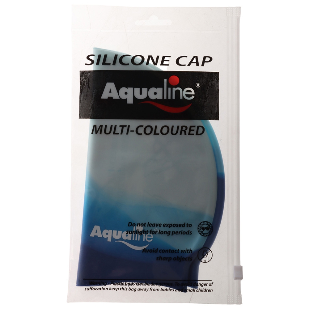 Aqualine Multi-Coloured Silicone Swim Cap Blue