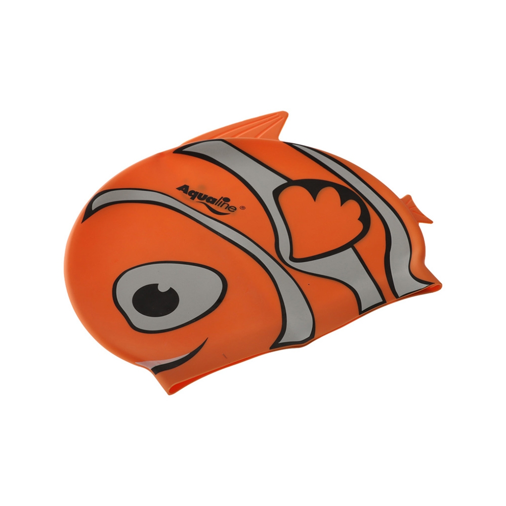 Aqualine Fish Silicone Kids Swim Cap Orange