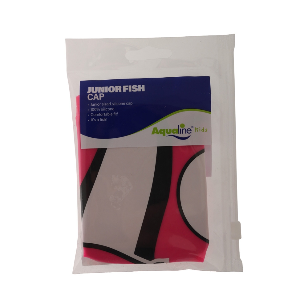 Aqualine Fish Silicone Kids Swim Cap Pink