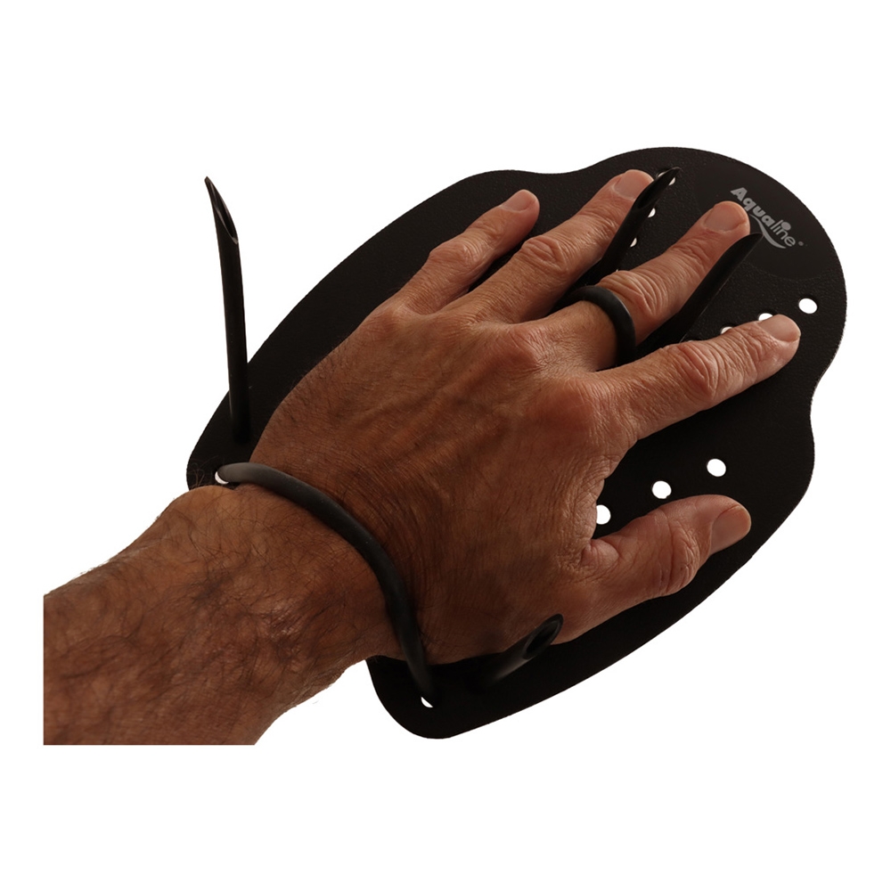 Aqualine Contoured Swimming Hand Paddles Large Black