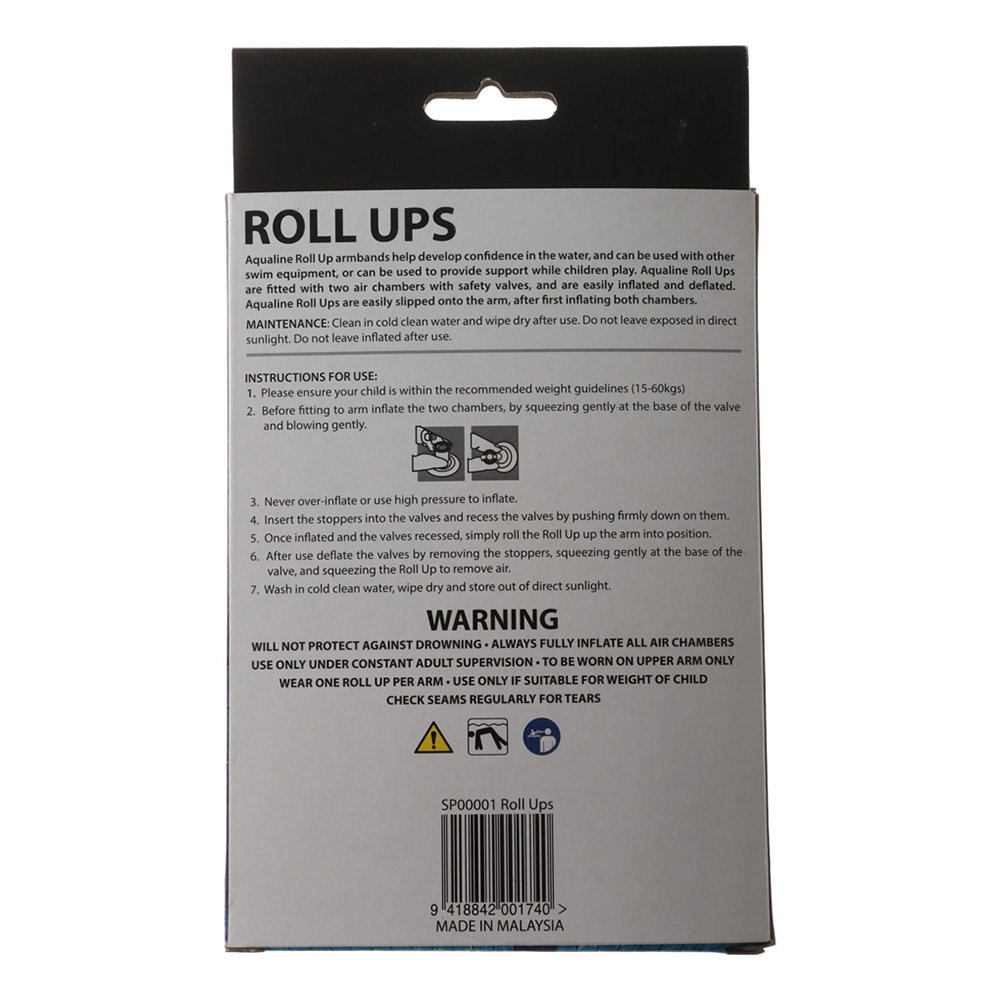 Aqualine Roll Up Kids Inflatable Swimming Arm Floaties 2-12y