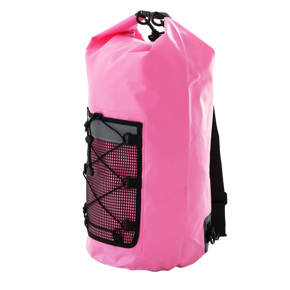 Waterproof Dry Bag with Front Mesh Pocket 30L Light Pink