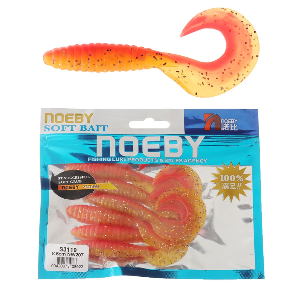 NOEBY Grub Soft Bait 8.5cm Sunrise Qty 6
