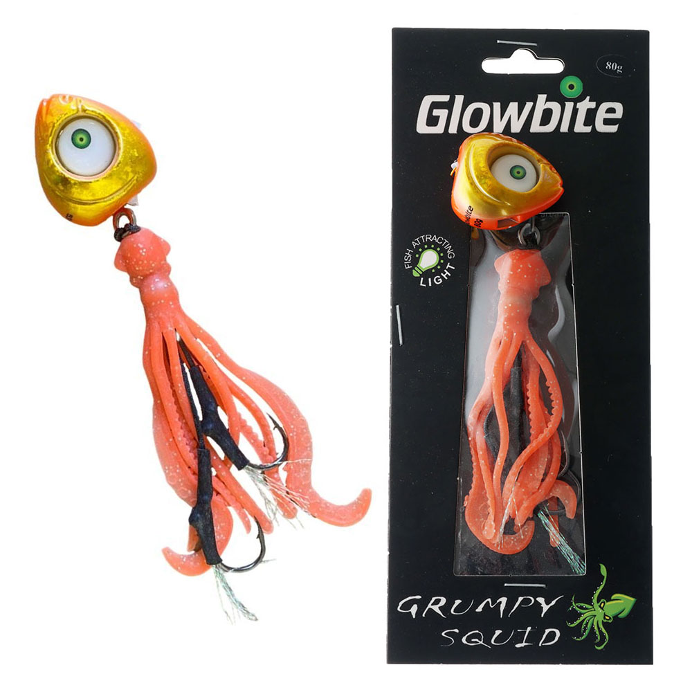 Glowbite Grumpy Squid Slider Lure 80g Orange