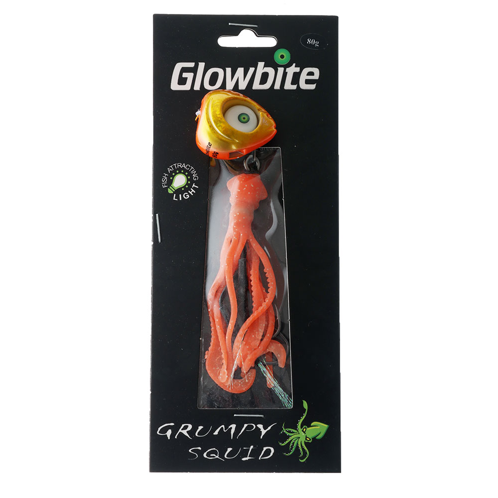 Glowbite Grumpy Squid Slider Lure 80g Orange