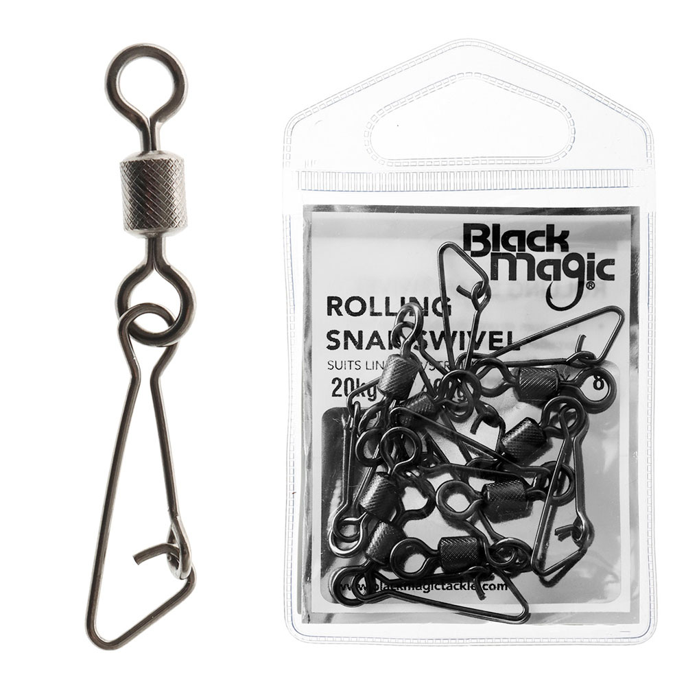 Black Magic Rolling Snap Swivel 20kg Qty 8