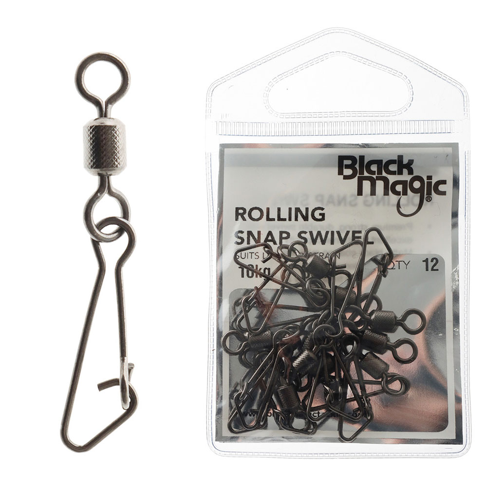 Black Magic Rolling Snap Swivel 10kg Qty 12