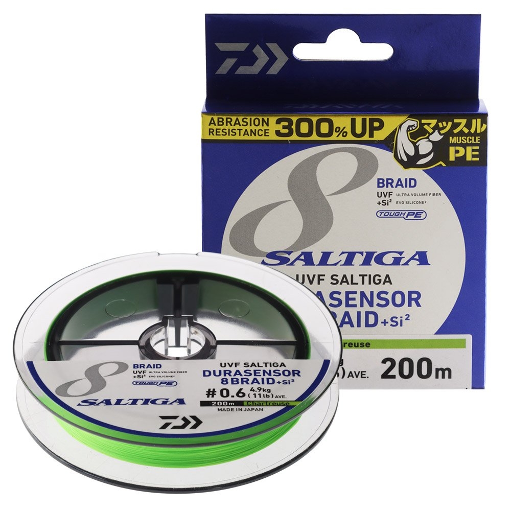 Daiwa UVF Saltiga Durasensor X8 +Si2 Braid Chartreuse Green 200m PE0.6 11lb 0.131mm