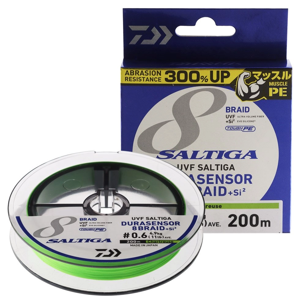 Daiwa UVF Saltiga Durasensor X8 +Si2 Braid Chartreuse Green 200m PE0.6 11lb 0.131mm Daiwa UVF Saltiga Durasensor X8 +Si2 Braid Chartreuse Green 200m PE0.6 11lb 0.131mm