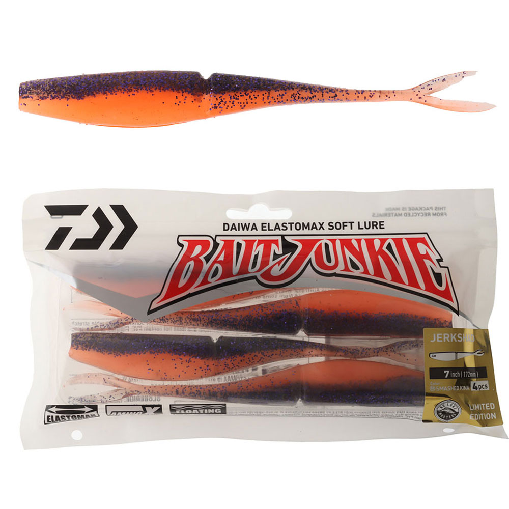 Daiwa BaitJunkie Jerkshad Soft Bait 7in/17.2cm Qty 4 Smashed Kina