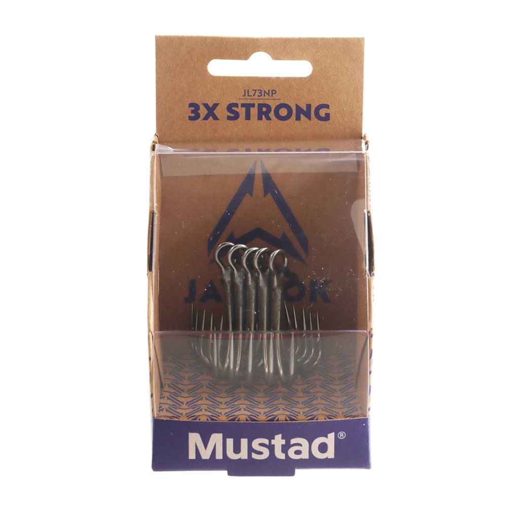 Mustad JL73NP-TS Jaw Lok In-Line Treble Hook 3X Strong 2/0 Qty 5