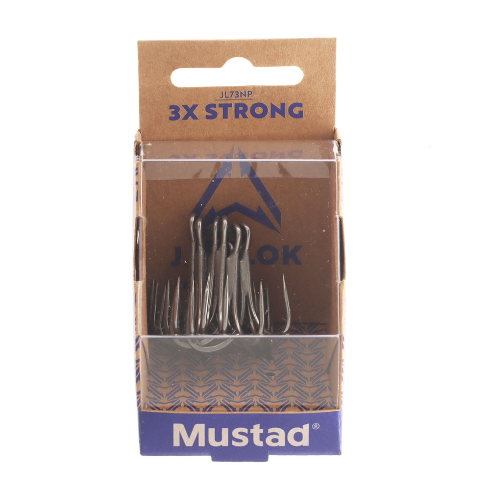 Mustad JL73NP-TS Jaw Lok In-Line Treble Hook 3X Strong #1 Qty 6
