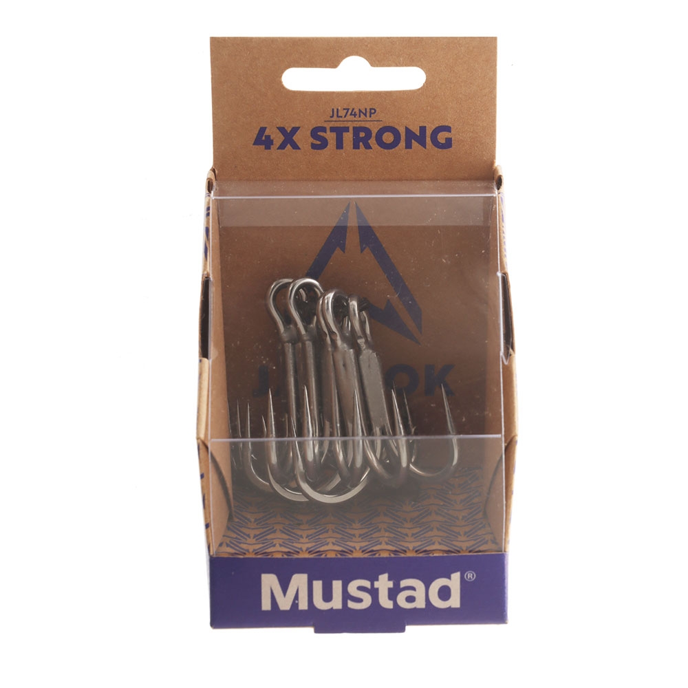 Mustad JL74NP-TS Jaw Lok In-Line Treble Hook 4X Strong 4/0 Qty 5